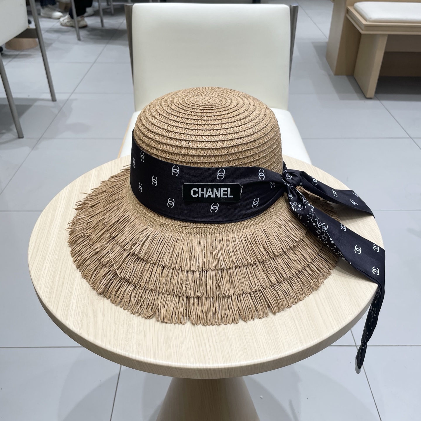 Chanel草帽女夏季优雅蝴蝶结防晒遮阳帽沙滩渔夫帽海边度假草编太阳帽潮
