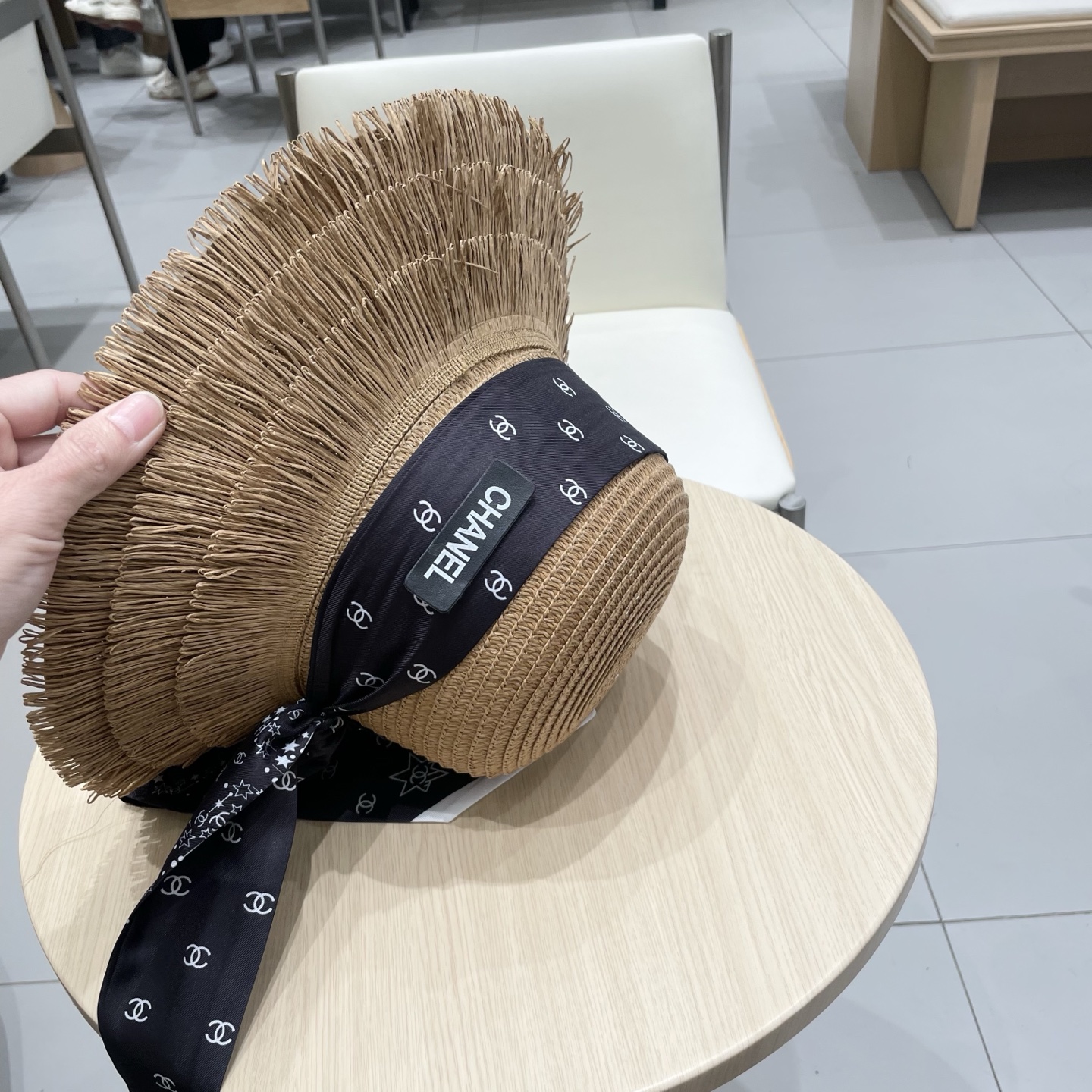  Chanel草帽女夏季优雅蝴蝶结防晒遮阳帽沙滩渔夫帽海边度假草编太阳帽潮