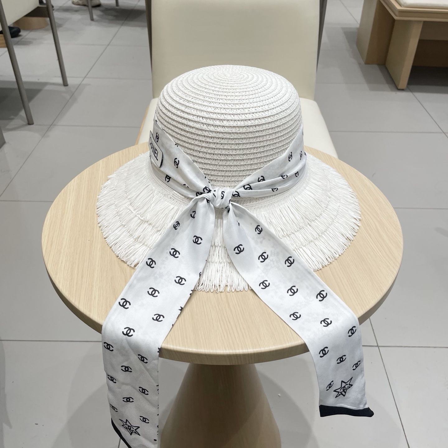  Chanel草帽女夏季优雅蝴蝶结防晒遮阳帽沙滩渔夫帽海边度假草编太阳帽潮