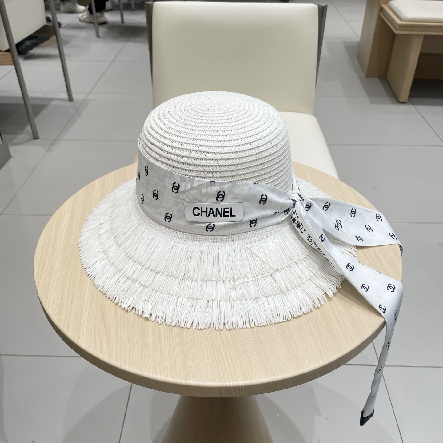  Chanel草帽女夏季优雅蝴蝶结防晒遮阳帽沙滩渔夫帽海边度假草编太阳帽潮