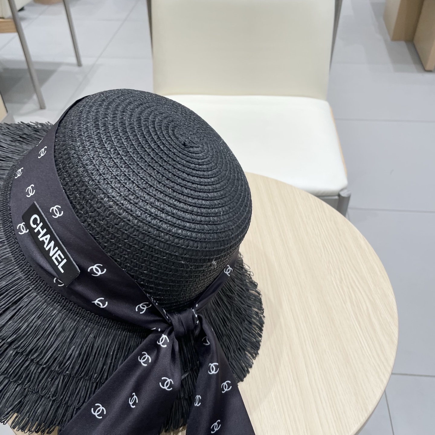  Chanel草帽女夏季优雅蝴蝶结防晒遮阳帽沙滩渔夫帽海边度假草编太阳帽潮