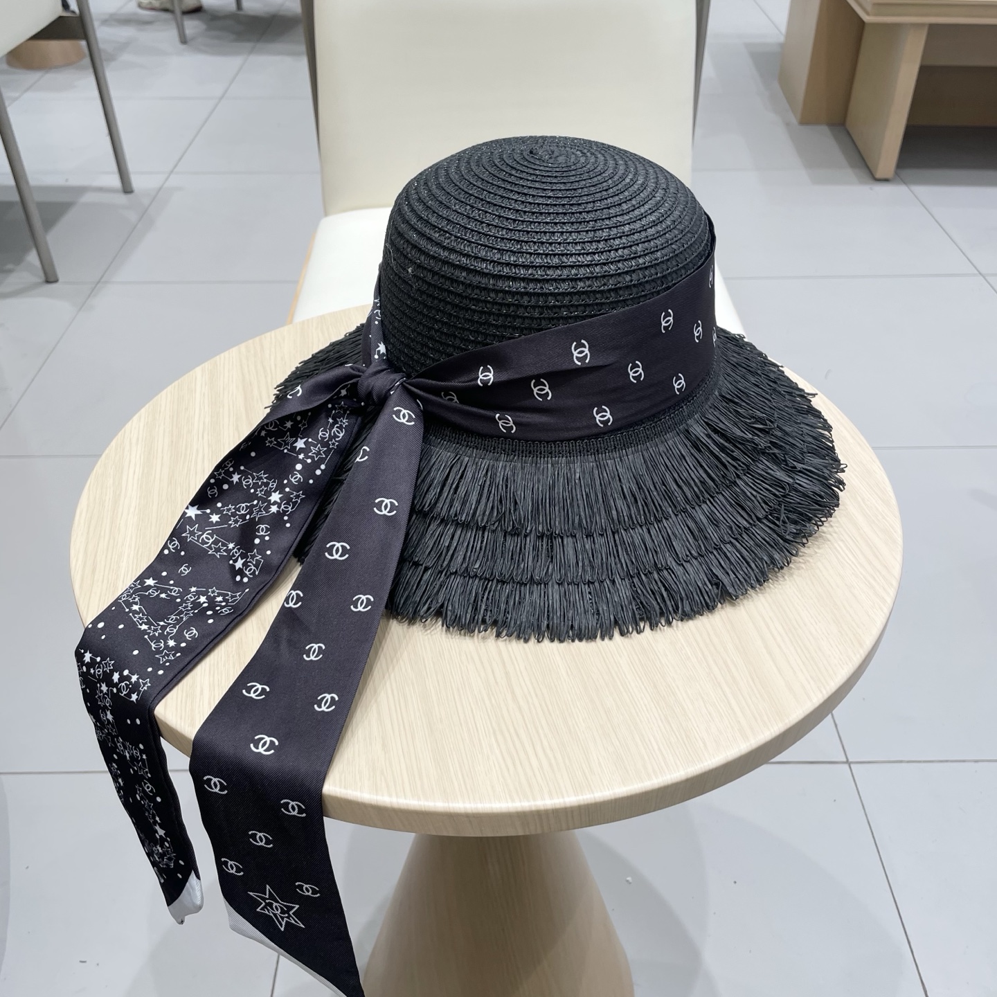  Chanel草帽女夏季优雅蝴蝶结防晒遮阳帽沙滩渔夫帽海边度假草编太阳帽潮