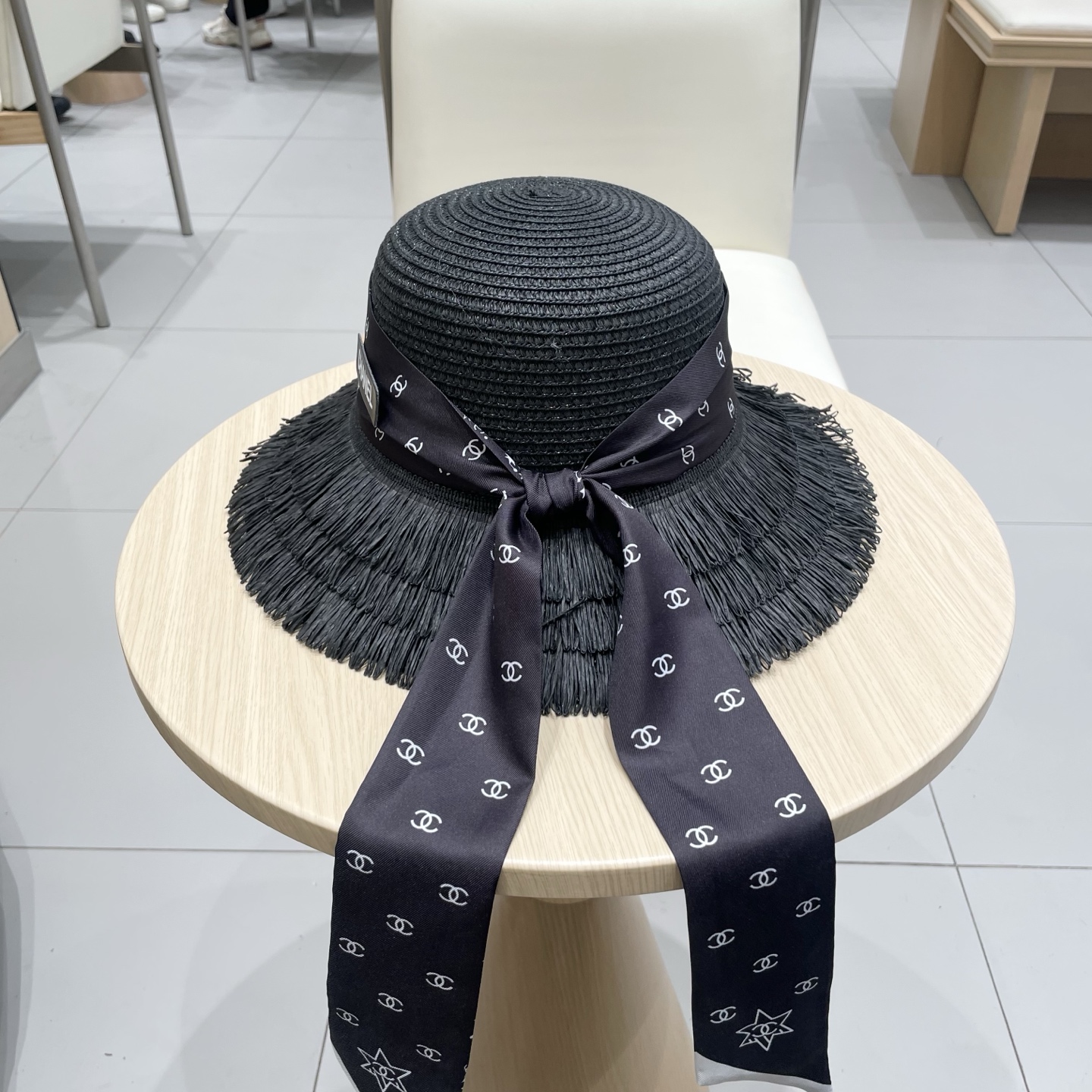  Chanel草帽女夏季优雅蝴蝶结防晒遮阳帽沙滩渔夫帽海边度假草编太阳帽潮