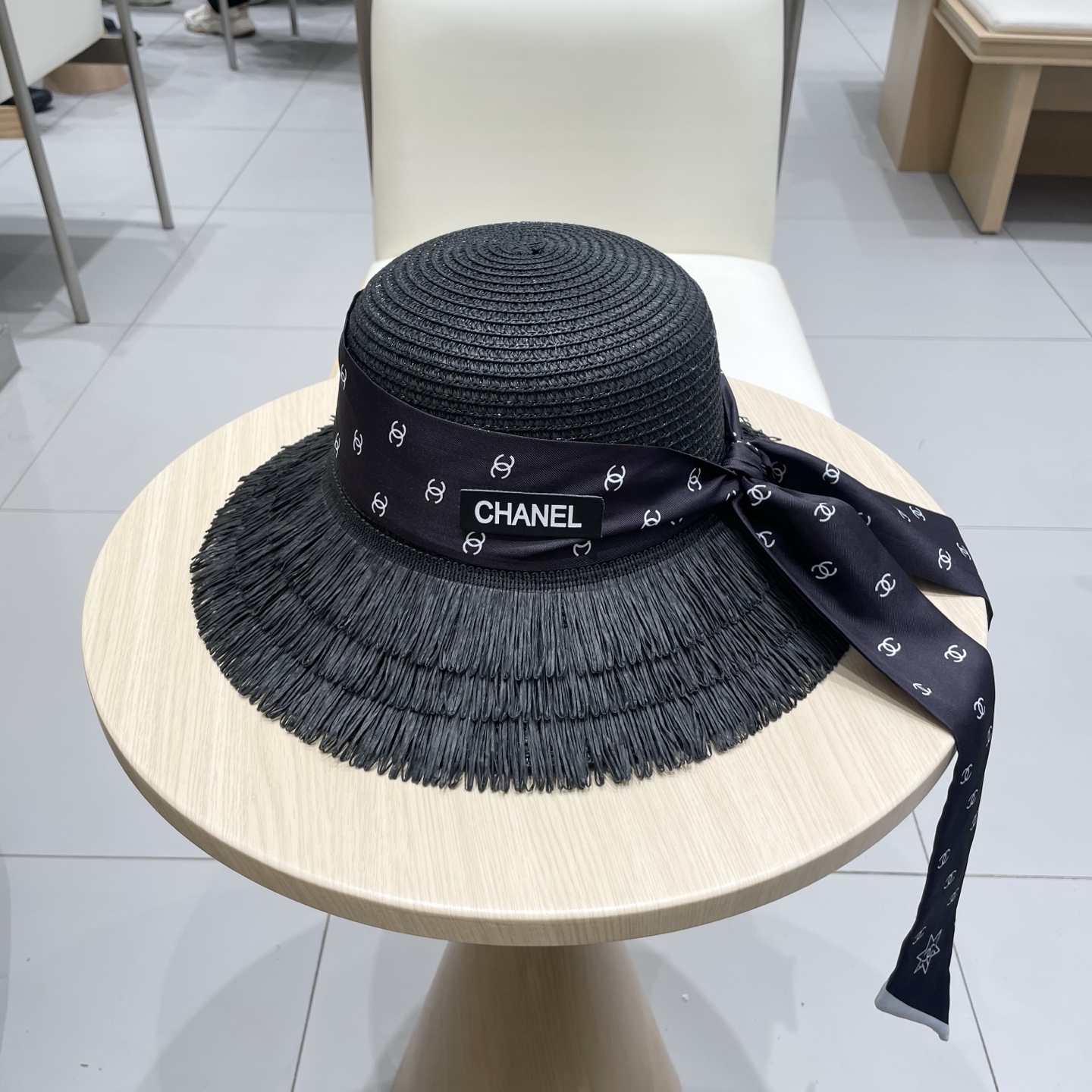  Chanel草帽女夏季优雅蝴蝶结防晒遮阳帽沙滩渔夫帽海边度假草编太阳帽潮
