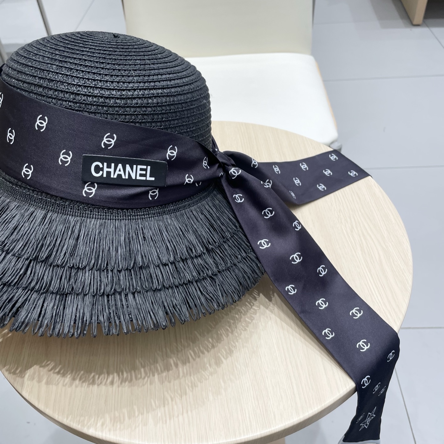  Chanel草帽女夏季优雅蝴蝶结防晒遮阳帽沙滩渔夫帽海边度假草编太阳帽潮