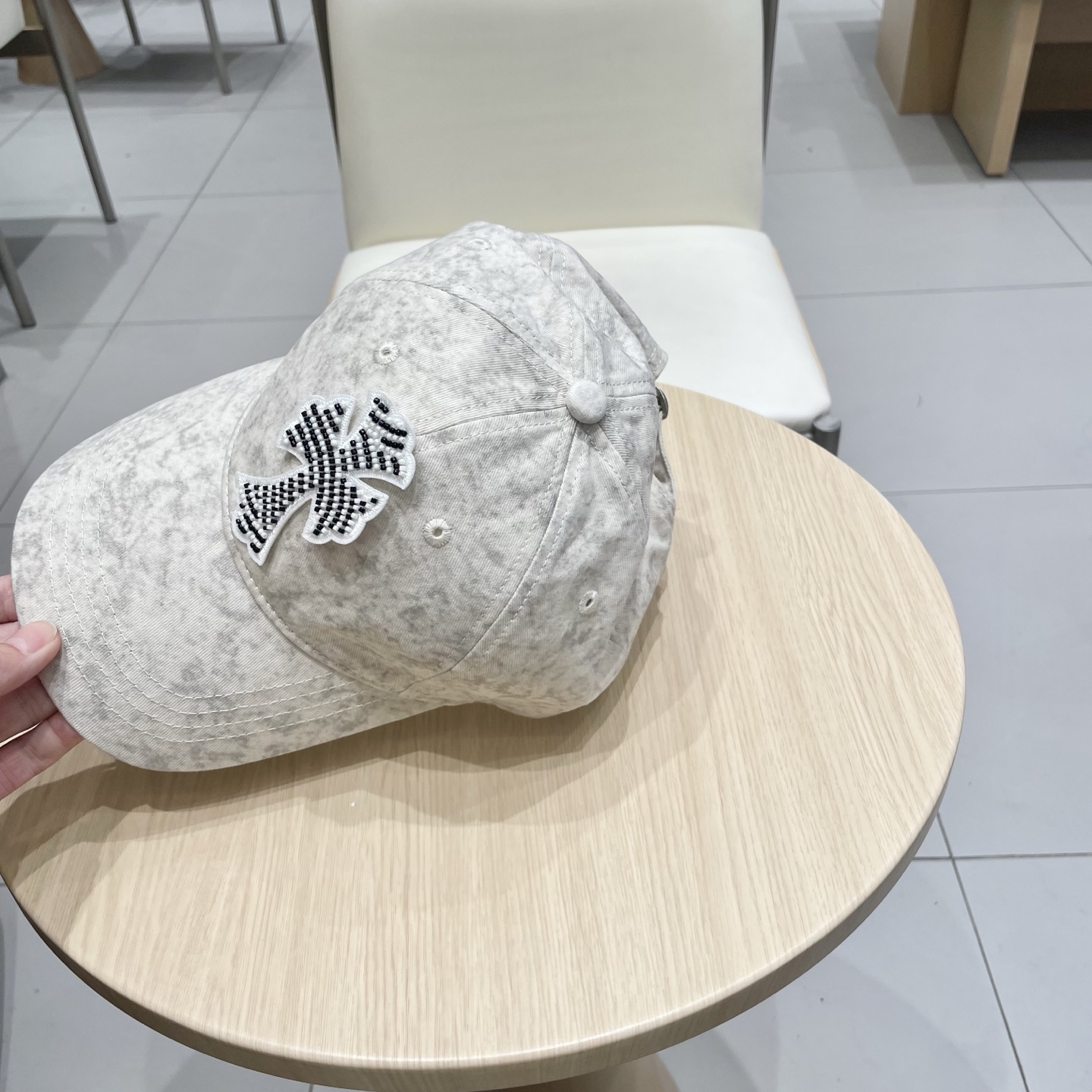  克罗心复古水洗灰皮标十字架棒球帽子休闲防晒男女遮阳帽情侣街头鸭舌帽
