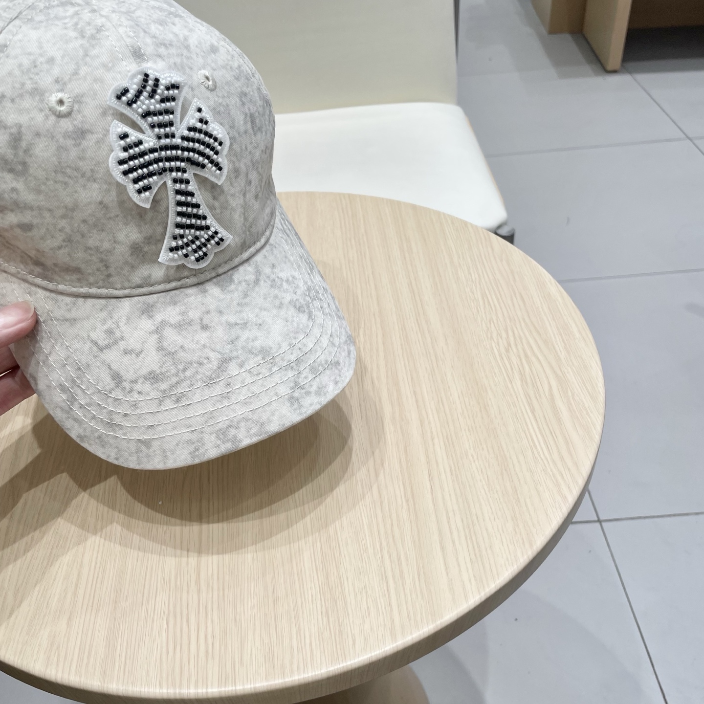  克罗心复古水洗灰皮标十字架棒球帽子休闲防晒男女遮阳帽情侣街头鸭舌帽