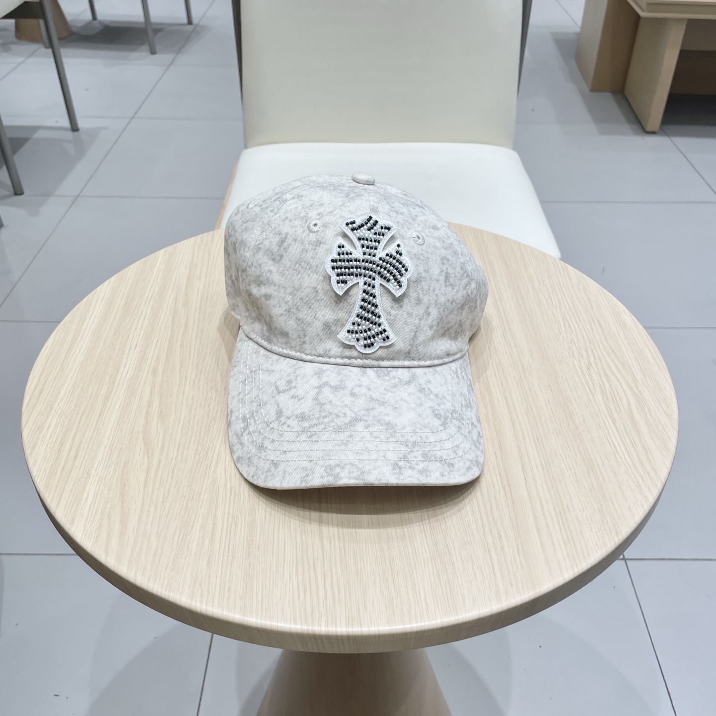  克罗心复古水洗灰皮标十字架棒球帽子休闲防晒男女遮阳帽情侣街头鸭舌帽