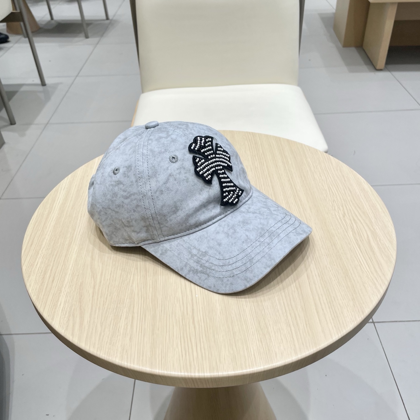  克罗心复古水洗灰皮标十字架棒球帽子休闲防晒男女遮阳帽情侣街头鸭舌帽