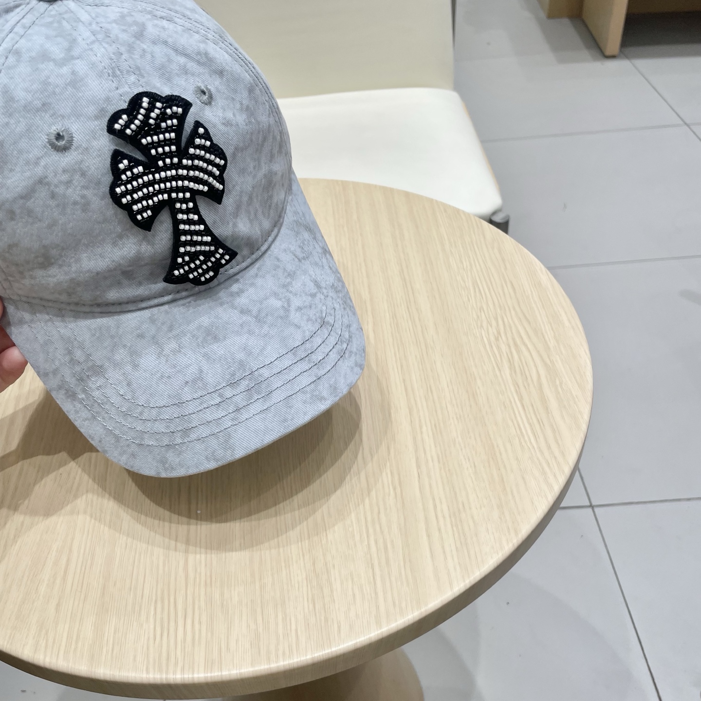  克罗心复古水洗灰皮标十字架棒球帽子休闲防晒男女遮阳帽情侣街头鸭舌帽