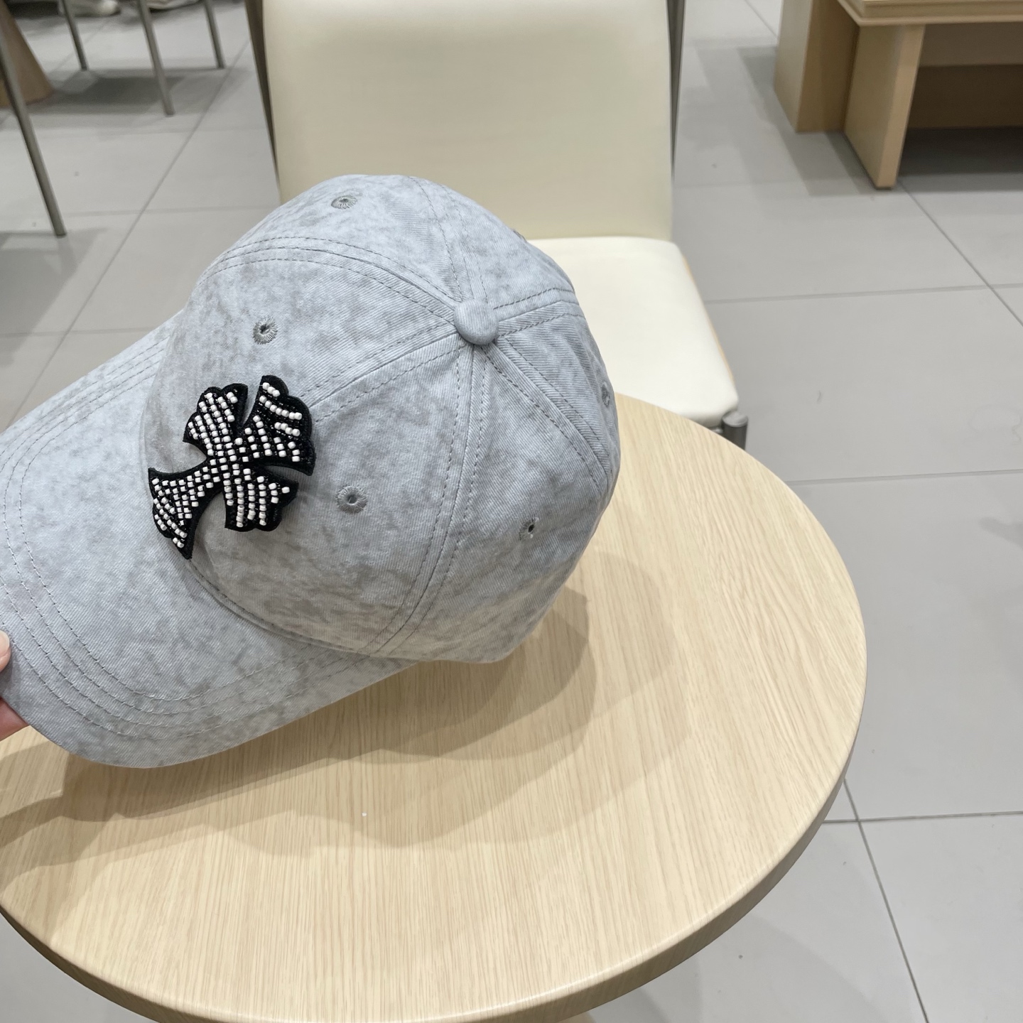  克罗心复古水洗灰皮标十字架棒球帽子休闲防晒男女遮阳帽情侣街头鸭舌帽