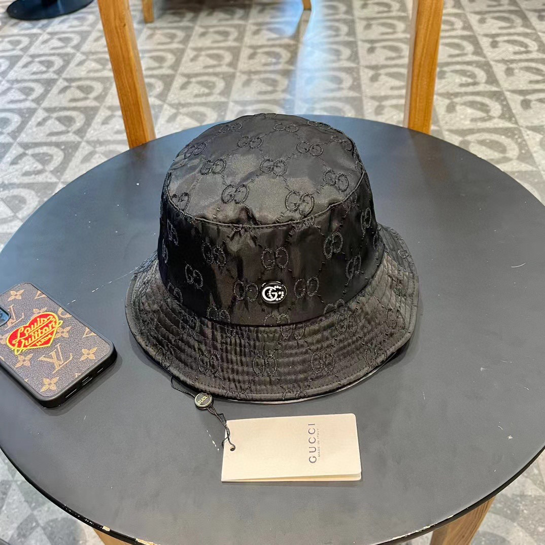  【GUCCI古奇】2024专柜新款简约刺绣款渔夫帽，很潮！休闲运动款，经典制作，超级好搭衣服！
