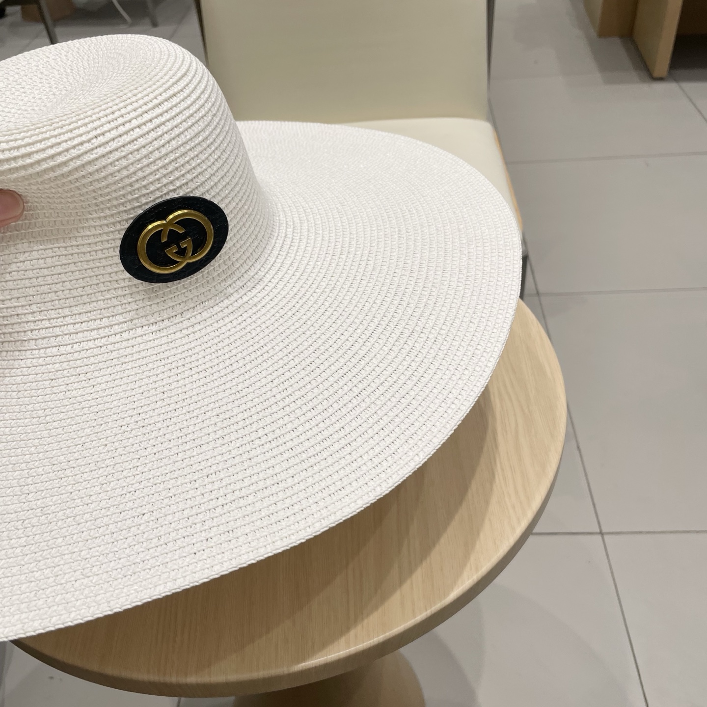  Gucci古奇定制草色草帽女夏季旅游沙滩帽大帽檐遮阳帽子海边度假防晒太阳帽