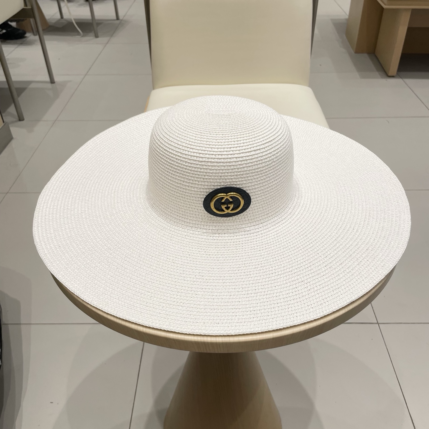  Gucci古奇定制草色草帽女夏季旅游沙滩帽大帽檐遮阳帽子海边度假防晒太阳帽