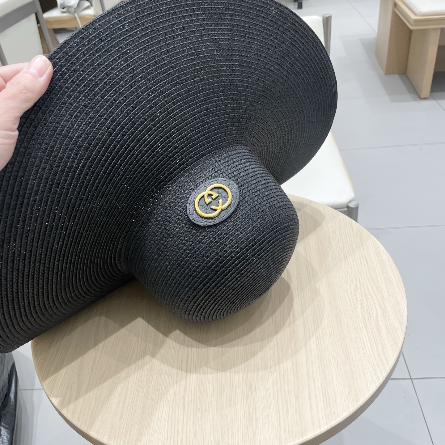  Gucci古奇定制草色草帽女夏季旅游沙滩帽大帽檐遮阳帽子海边度假防晒太阳帽