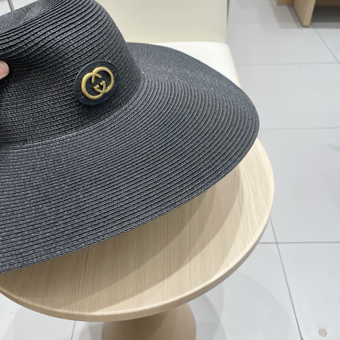  Gucci古奇定制草色草帽女夏季旅游沙滩帽大帽檐遮阳帽子海边度假防晒太阳帽