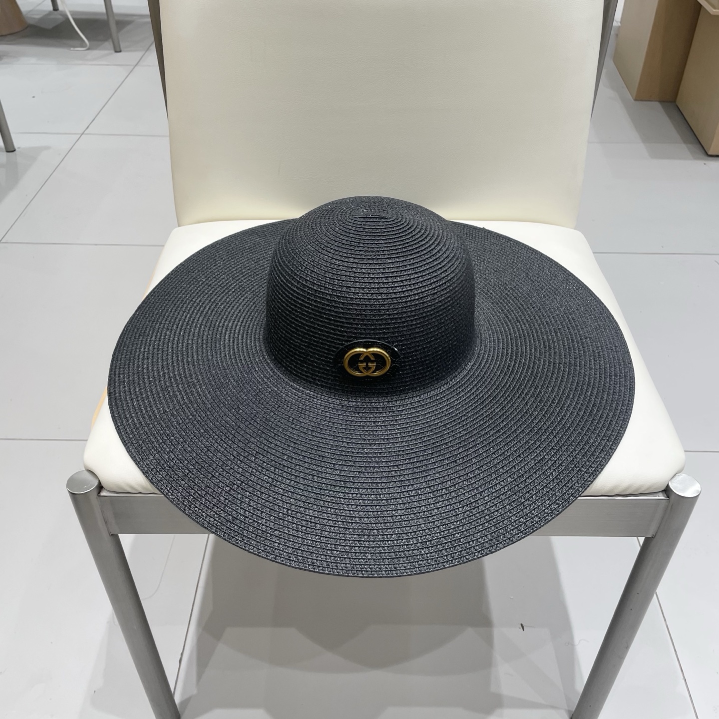  Gucci古奇定制草色草帽女夏季旅游沙滩帽大帽檐遮阳帽子海边度假防晒太阳帽