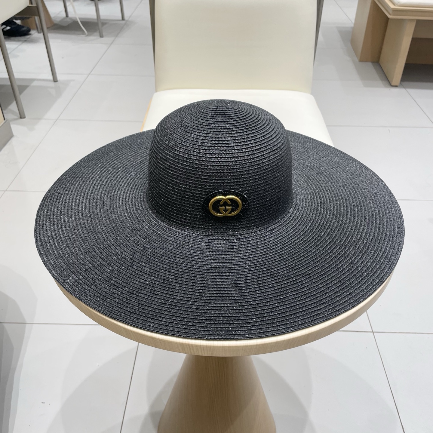  Gucci古奇定制草色草帽女夏季旅游沙滩帽大帽檐遮阳帽子海边度假防晒太阳帽