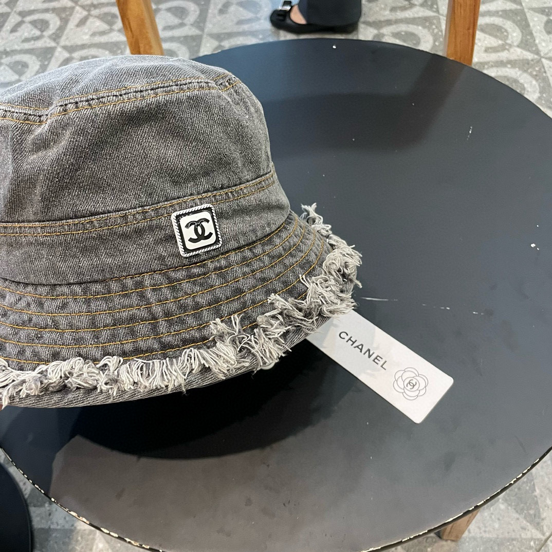 Chanel 盆帽牛仔帽子女渔夫帽显脸小遮阳防晒帽韩版潮太阳帽遮脸百搭潮牌