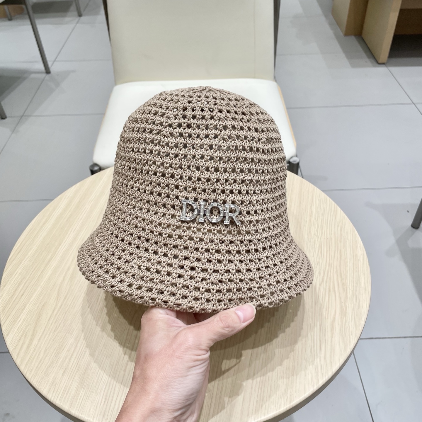 dior迪奥2025新款镂空透气渔夫帽女韩版百搭出游太阳帽纯色薄款显脸小盆帽