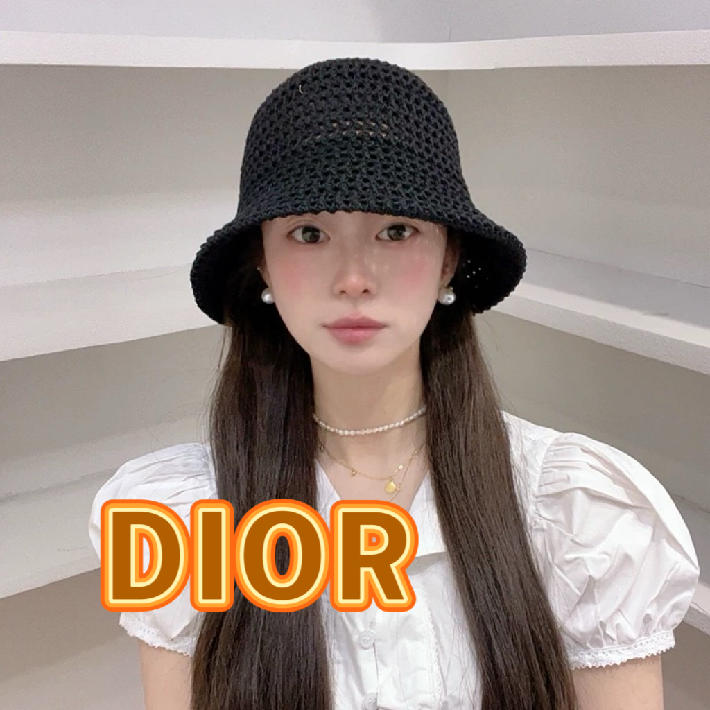  dior迪奥2025新款镂空透气渔夫帽女韩版百搭出游太阳帽纯色薄款显脸小盆帽