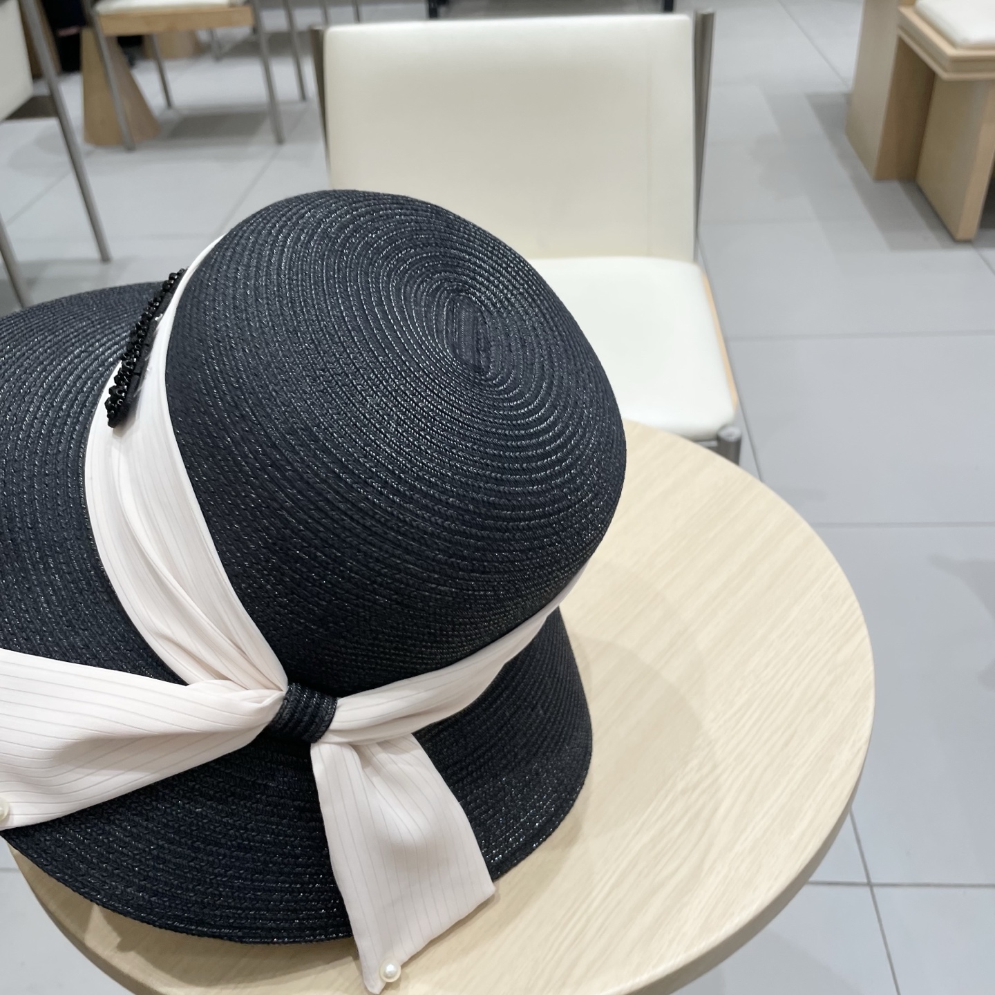 缪缪miumiu简约蝴蝶结大帽檐草帽女夏季海边防晒沙滩帽子可折叠遮阳帽太阳帽