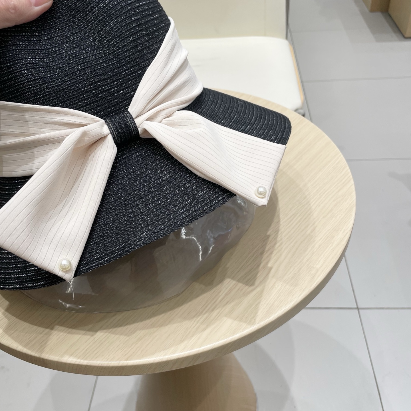 缪缪miumiu简约蝴蝶结大帽檐草帽女夏季海边防晒沙滩帽子可折叠遮阳帽太阳帽