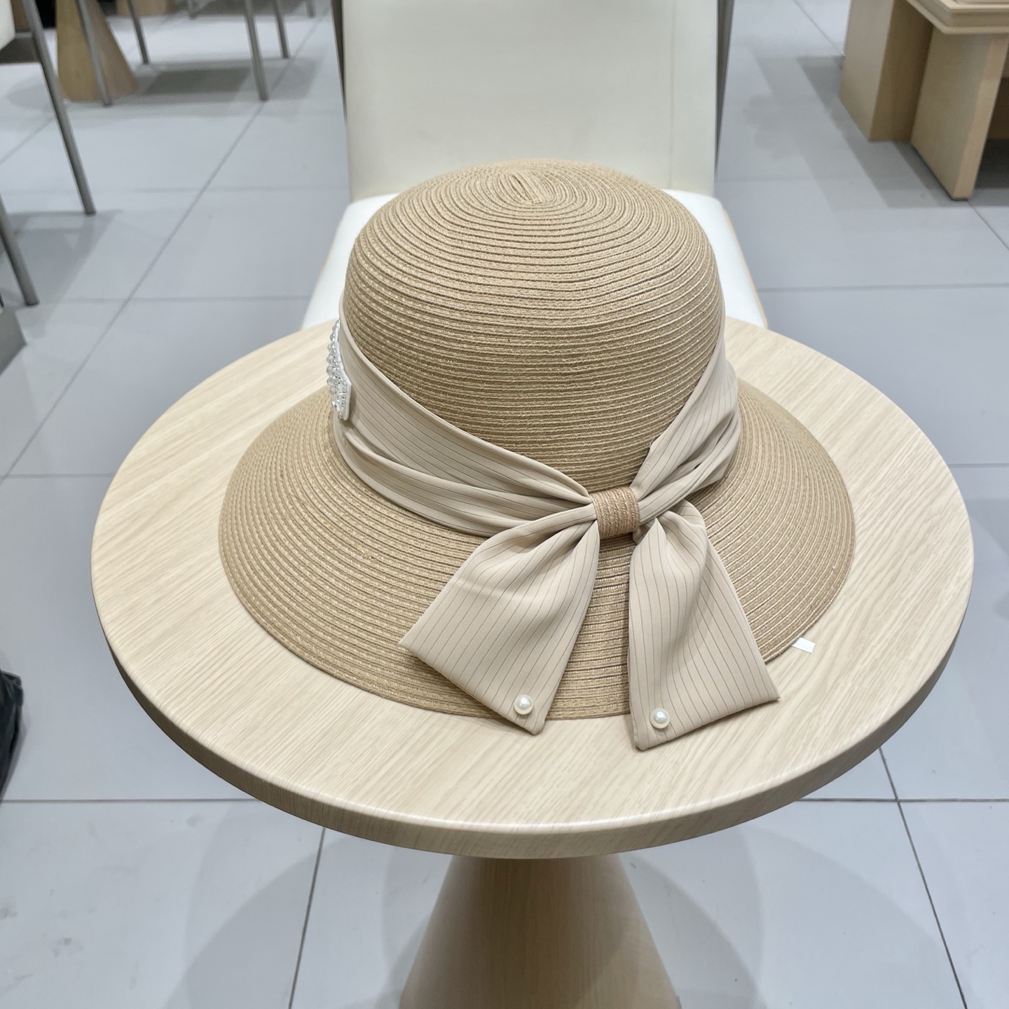 缪缪miumiu简约蝴蝶结大帽檐草帽女夏季海边防晒沙滩帽子可折叠遮阳帽太阳帽