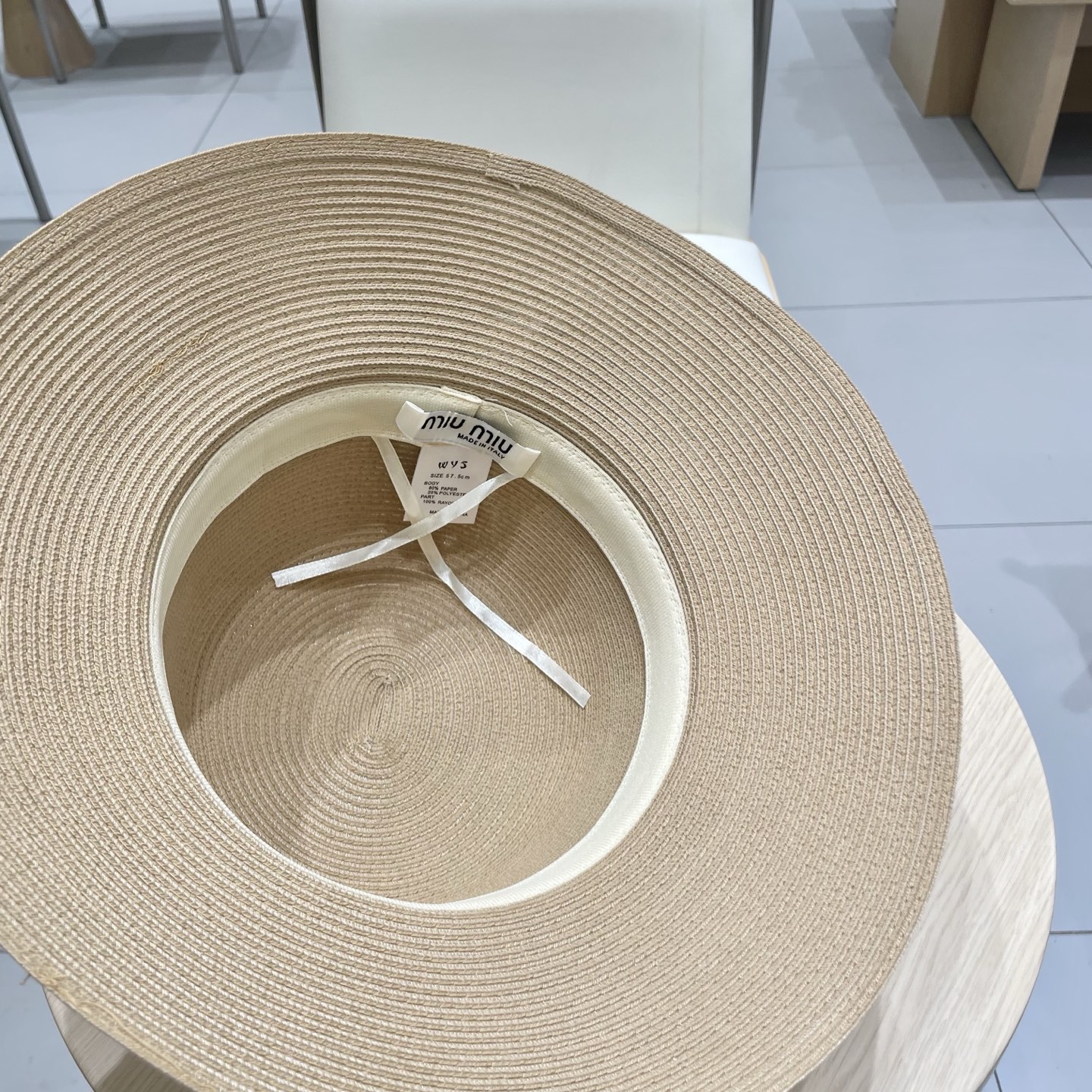 缪缪miumiu简约蝴蝶结大帽檐草帽女夏季海边防晒沙滩帽子可折叠遮阳帽太阳帽