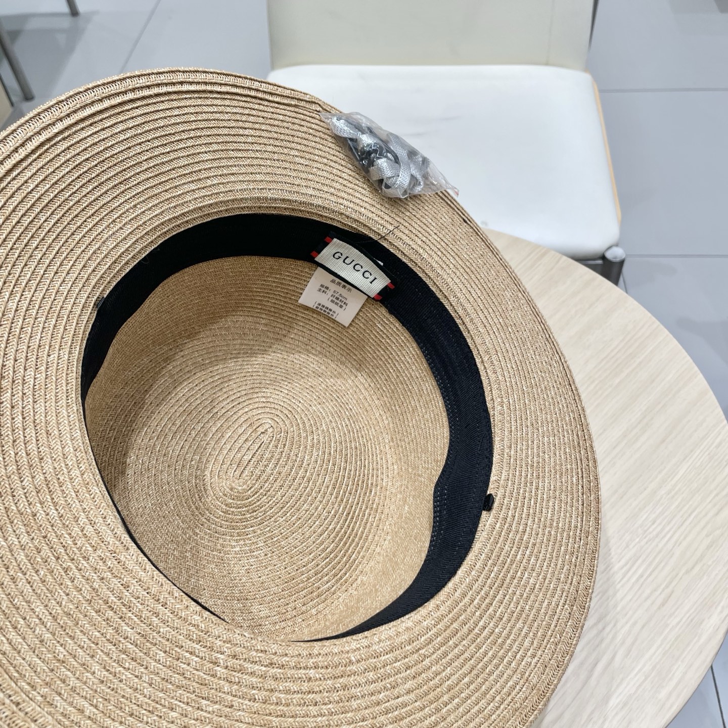  Gucci古奇新款平顶礼帽，细辫草帽子，头围57cm