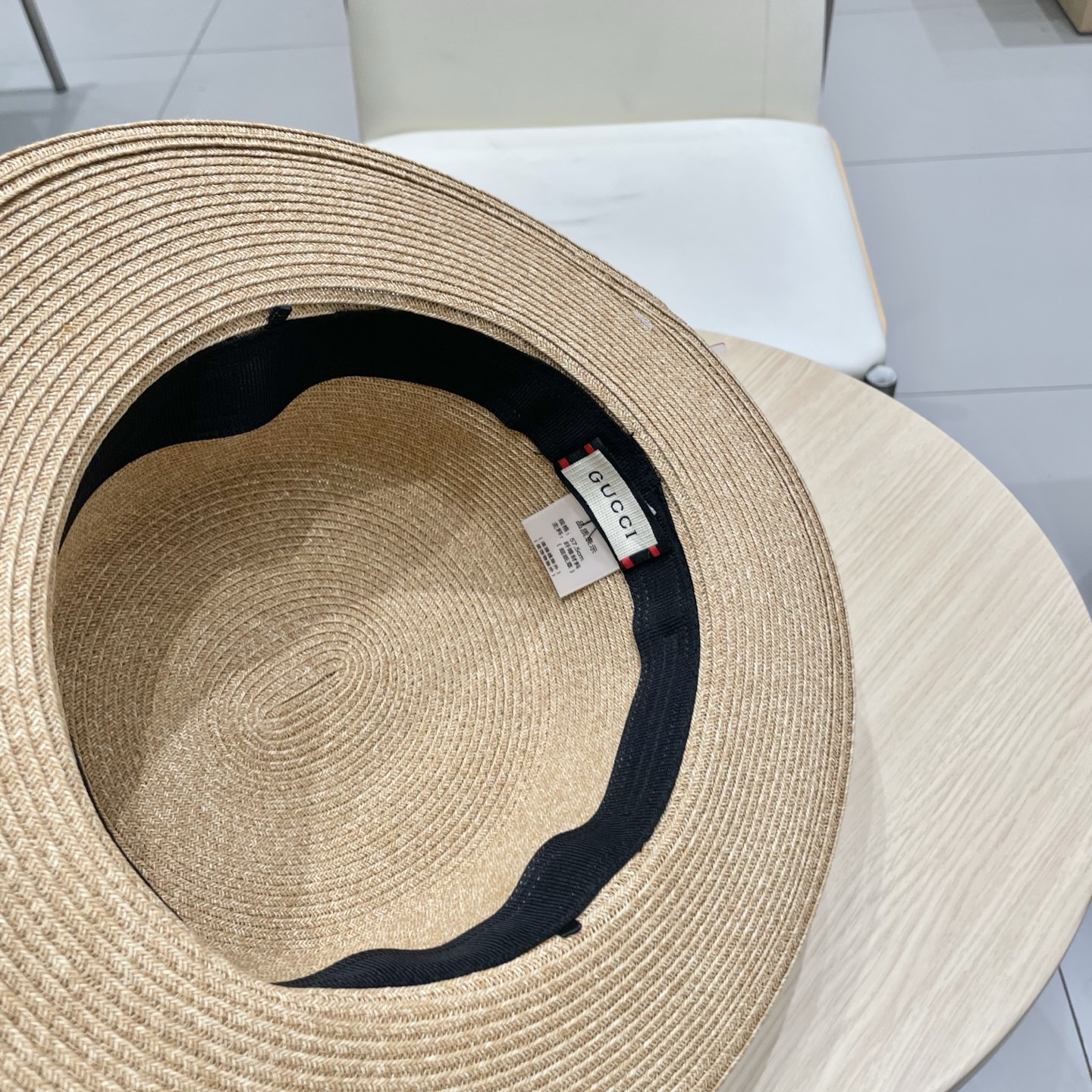  Gucci古奇新款平顶礼帽，细辫草帽子，头围57cm