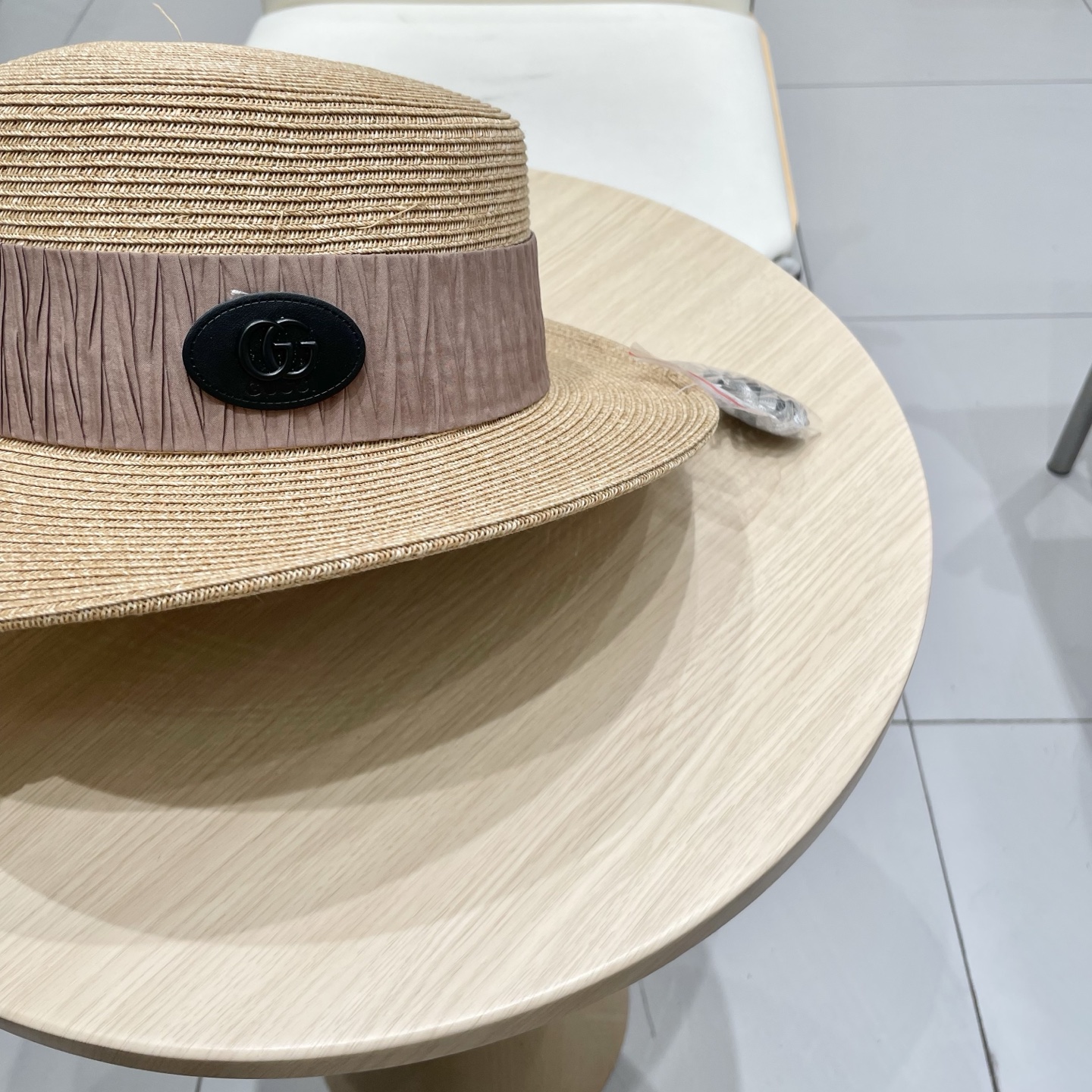  Gucci古奇新款平顶礼帽，细辫草帽子，头围57cm