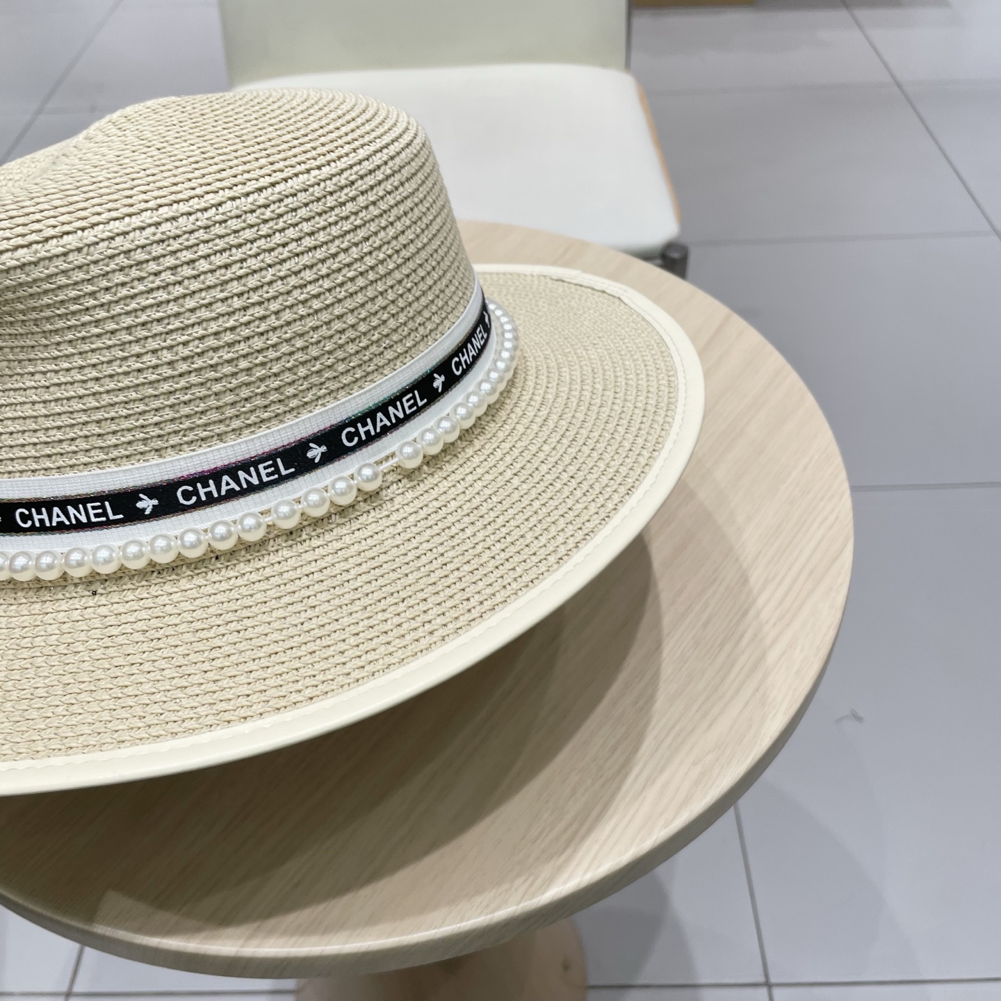  Chanel香奈儿平顶草帽，礼帽，头围57cm
​
