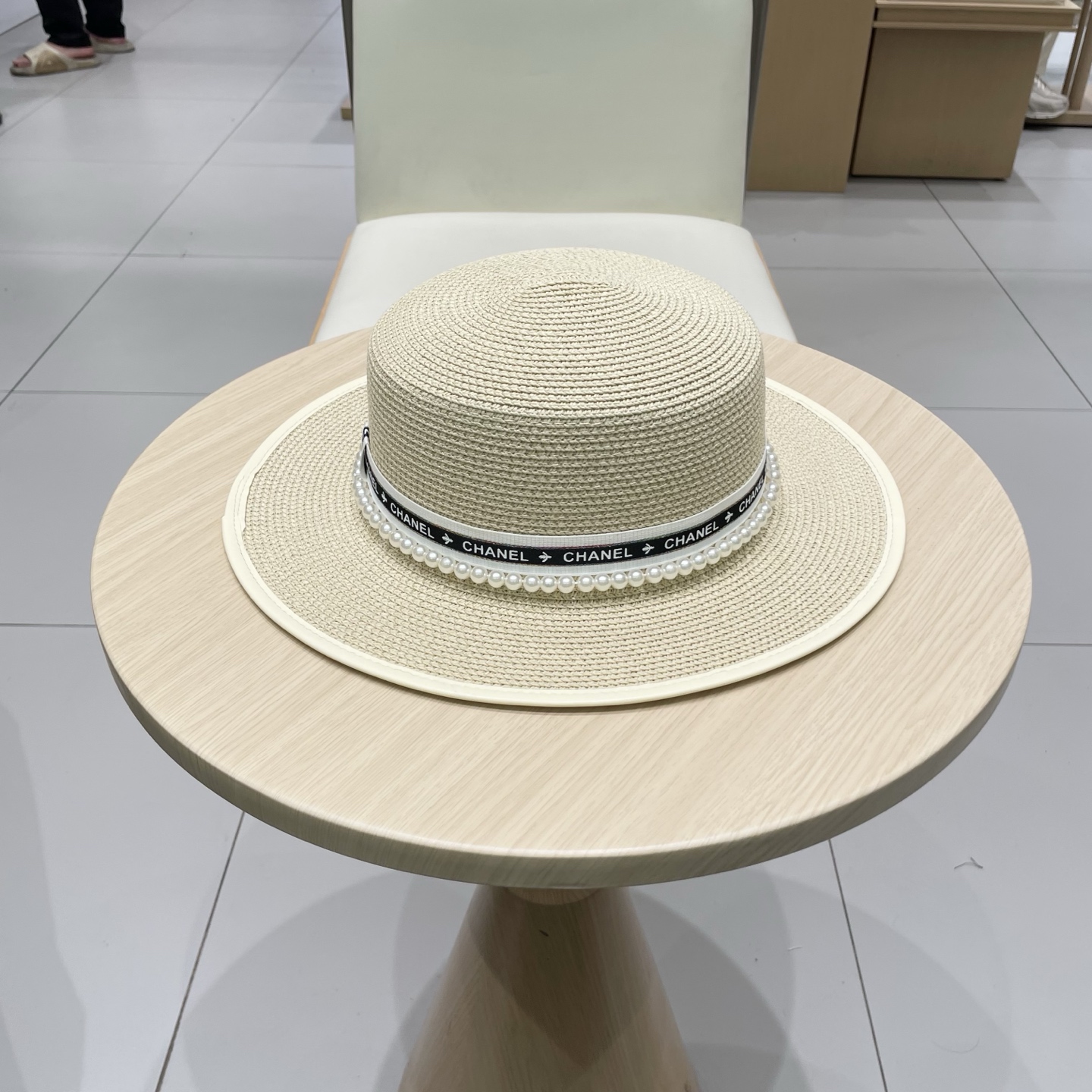  Chanel香奈儿平顶草帽，礼帽，头围57cm
​