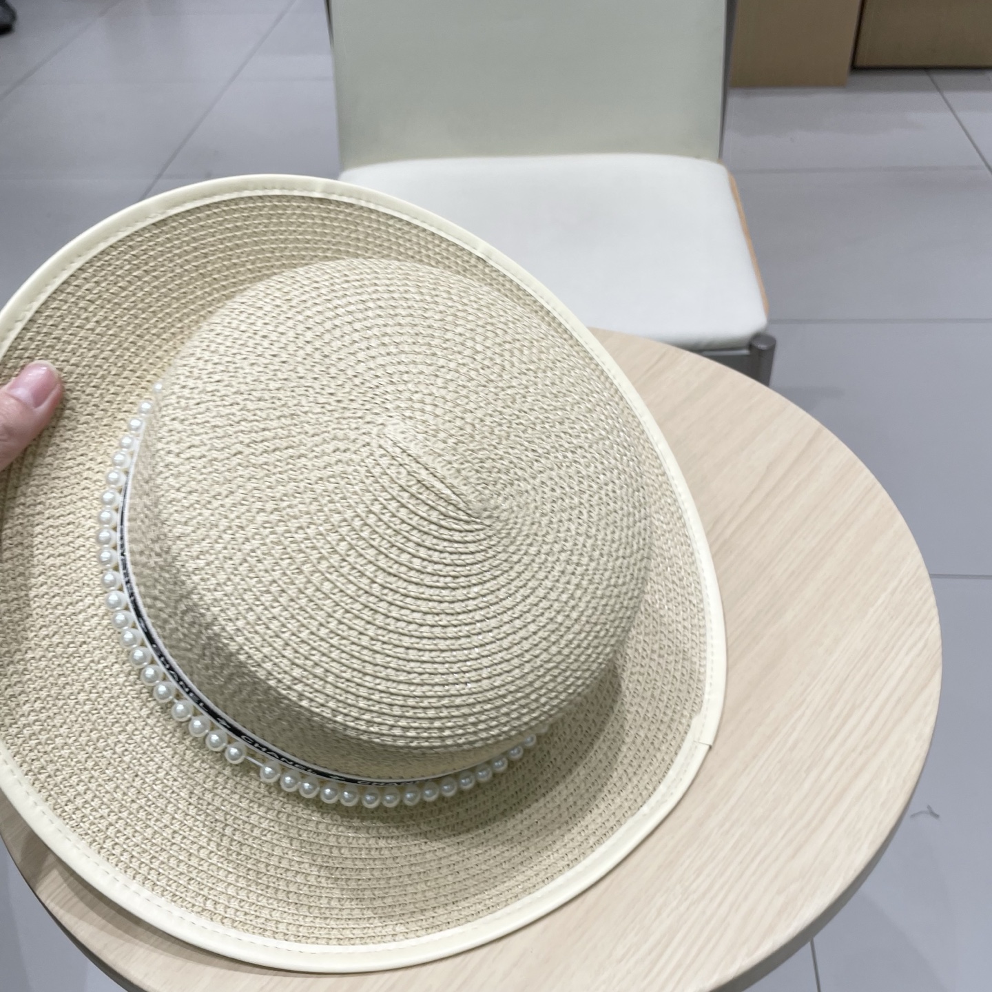  Chanel香奈儿平顶草帽，礼帽，头围57cm
​