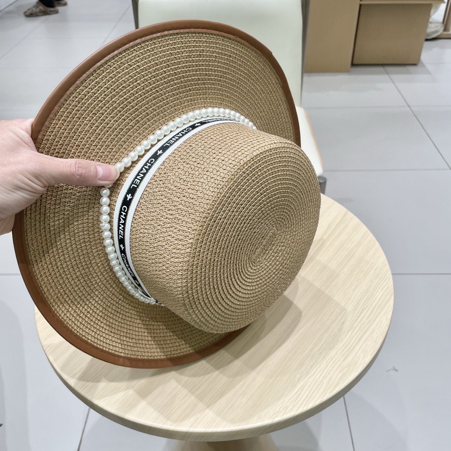 Chanel香奈儿平顶草帽，礼帽，头围57cm
​