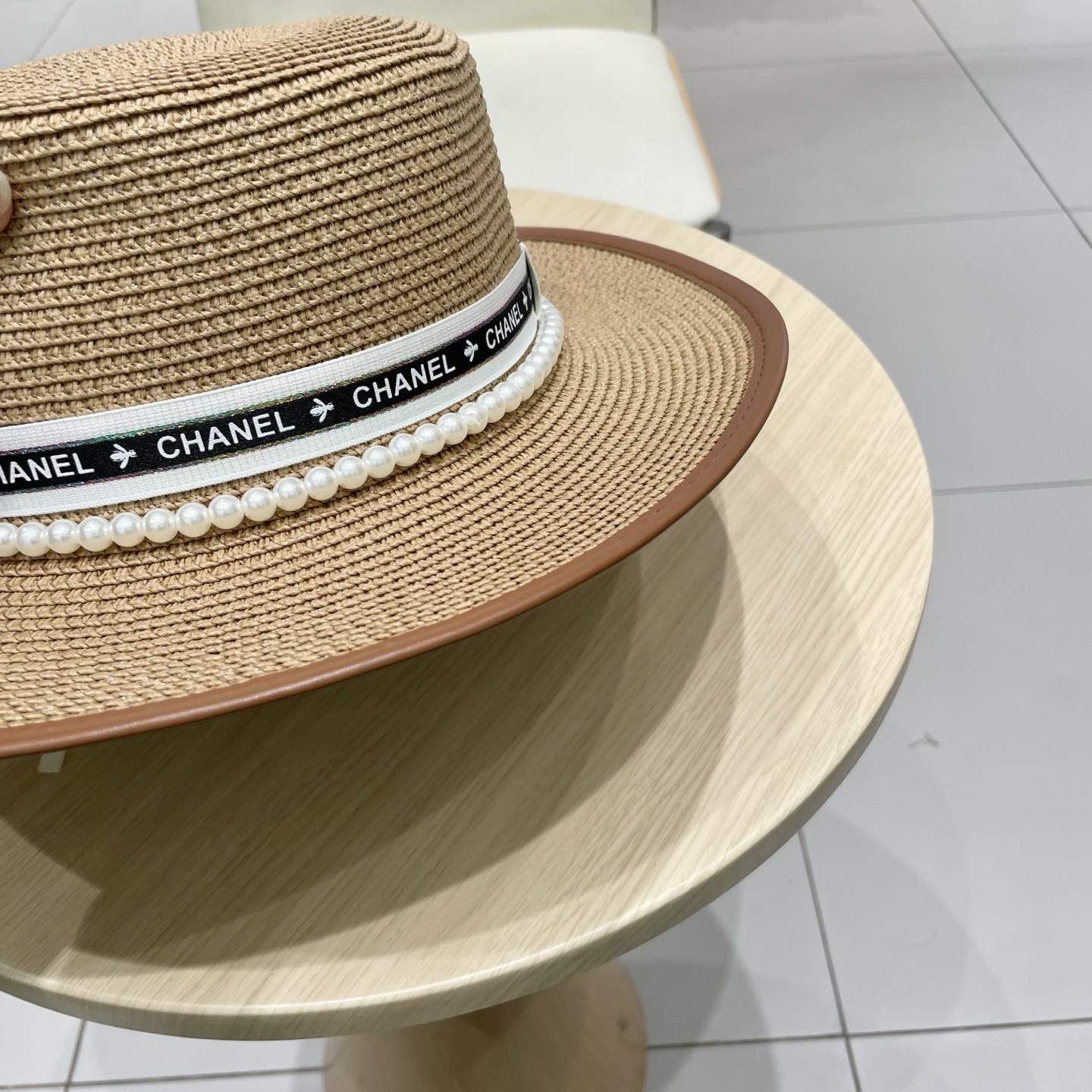  Chanel香奈儿平顶草帽，礼帽，头围57cm
​