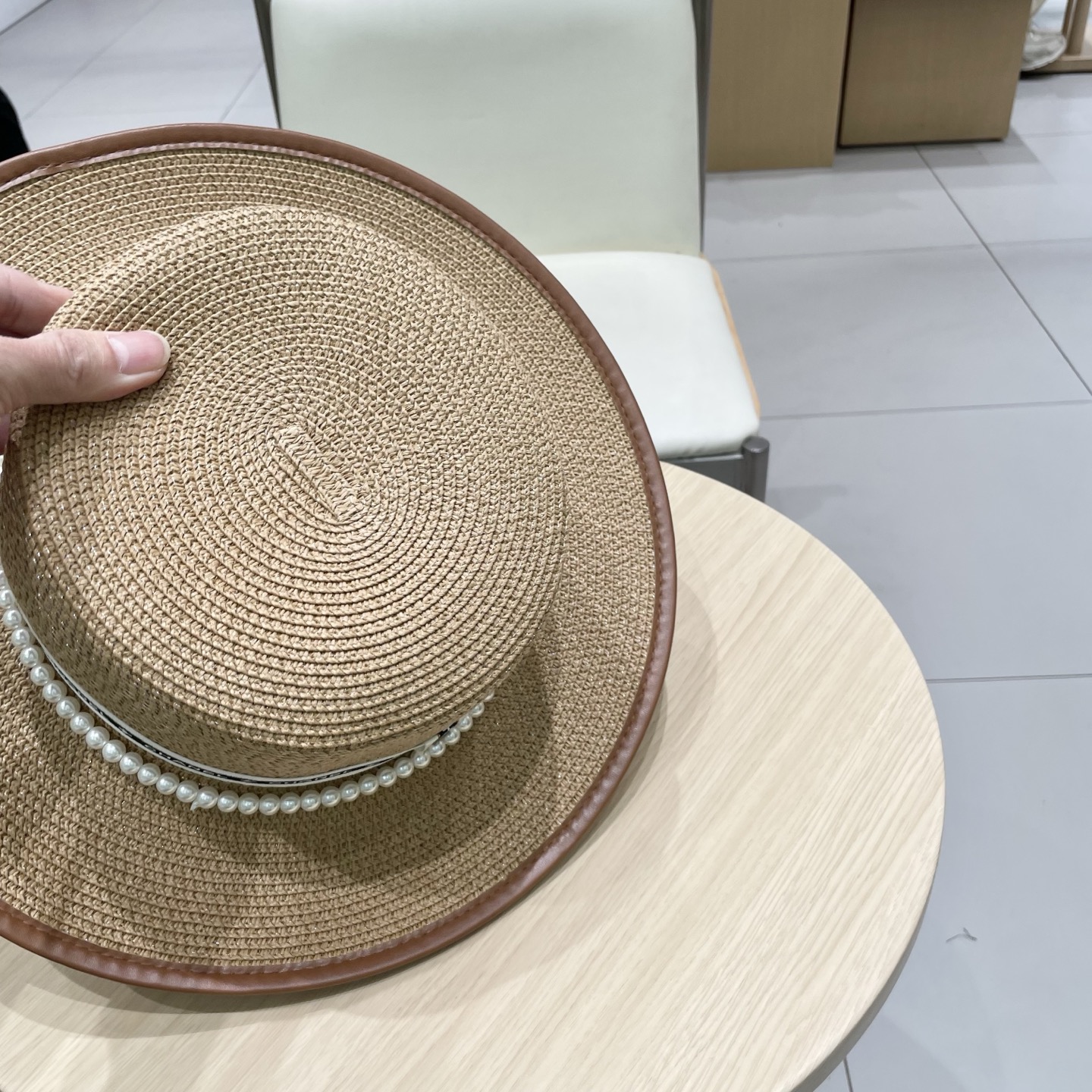  Chanel香奈儿平顶草帽，礼帽，头围57cm
​
