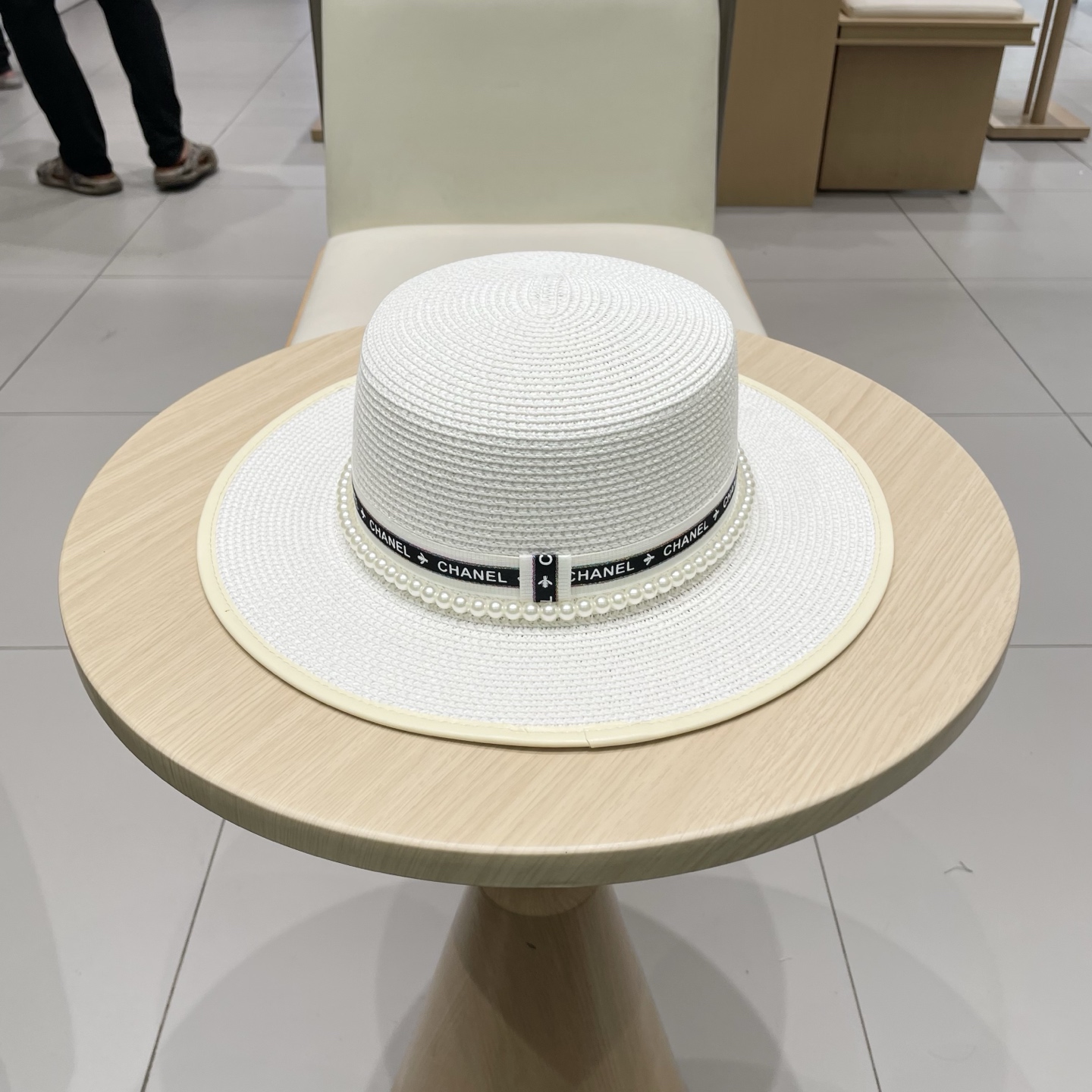  Chanel香奈儿平顶草帽，礼帽，头围57cm
​