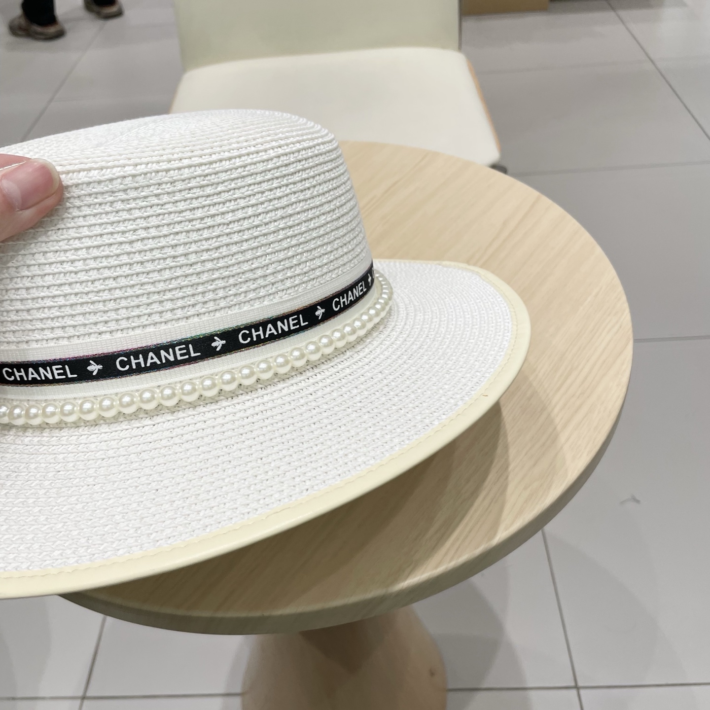  Chanel香奈儿平顶草帽，礼帽，头围57cm
​