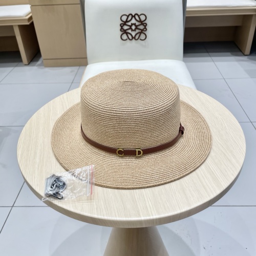 Dior CD Letter Raffia Flat Top Hat, Adjustable, Perfect for Travel & Daily Wear 1 Dior CD Letter Raffia Flat Top Hat, Adjustable, Perfect for Travel & Daily Wear