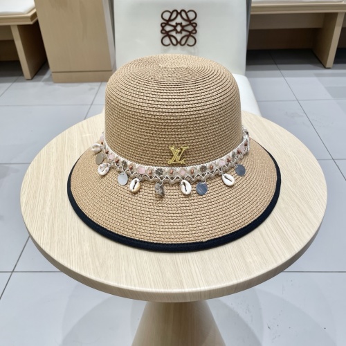 Louis Vuitton Women's Straw Hat with Shell Accents - Stylish Sun Protection 1 Louis Vuitton Women's Straw Hat with Shell Accents - Stylish Sun Protection