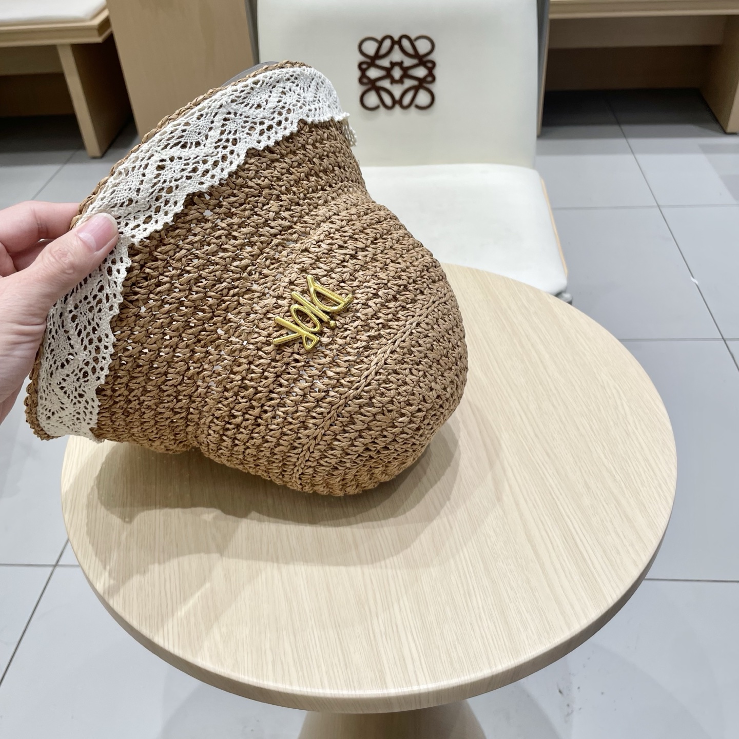  DIOR迪奥法式蕾丝花边遮阳草帽女夏季大帽檐飘带渔夫帽海边可折叠太阳帽子