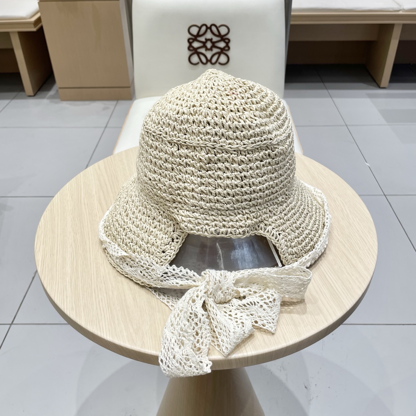  DIOR迪奥法式蕾丝花边遮阳草帽女夏季大帽檐飘带渔夫帽海边可折叠太阳帽子