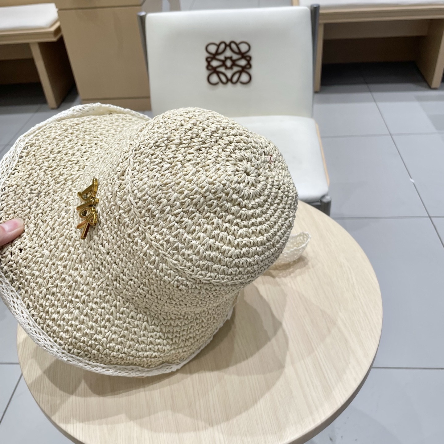  DIOR迪奥法式蕾丝花边遮阳草帽女夏季大帽檐飘带渔夫帽海边可折叠太阳帽子