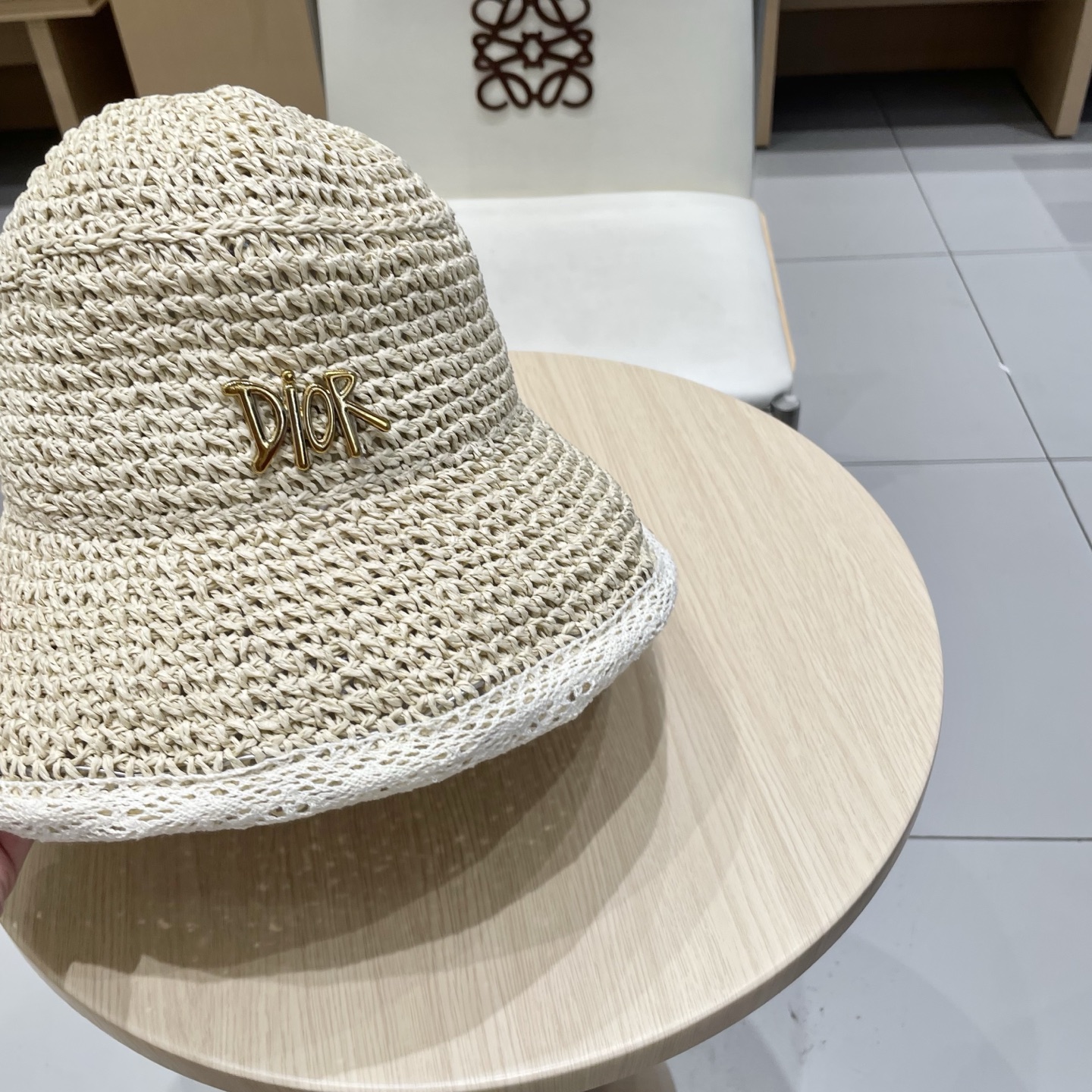  DIOR迪奥法式蕾丝花边遮阳草帽女夏季大帽檐飘带渔夫帽海边可折叠太阳帽子