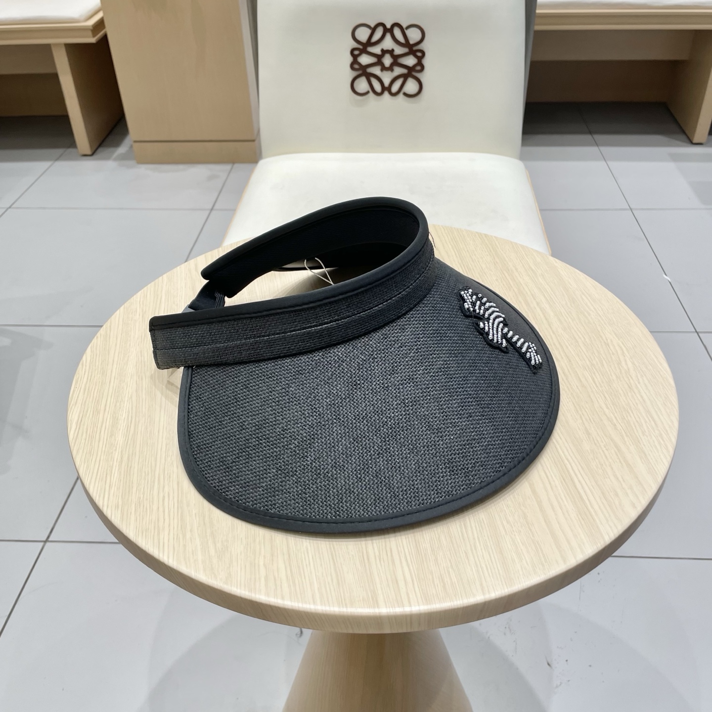  克罗心 满分防晒~新款黑胶防紫外线草编空顶遮阳帽女夏季大檐户外太阳帽