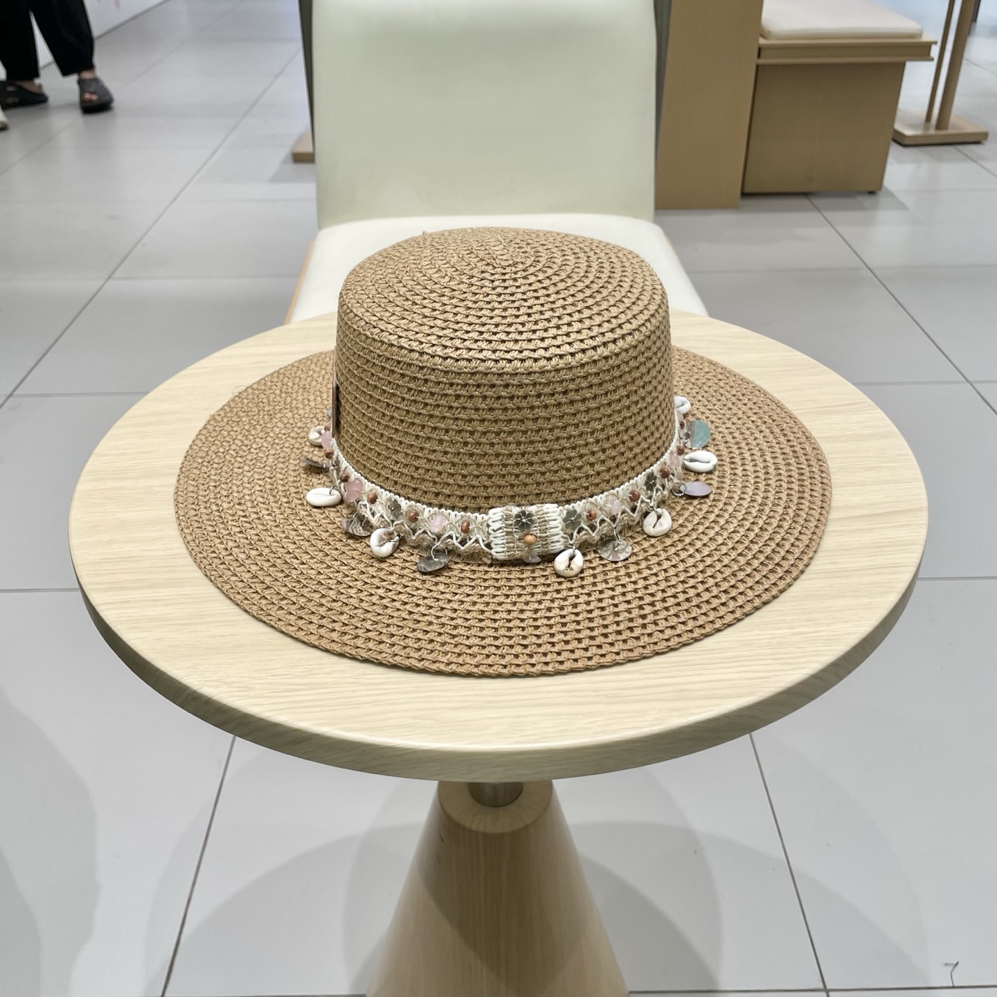 Chanel香奈儿平顶草帽，礼帽，头围57cm​