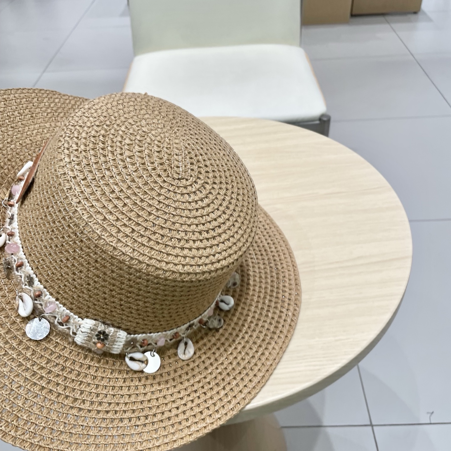Chanel香奈儿平顶草帽，礼帽，头围57cm​