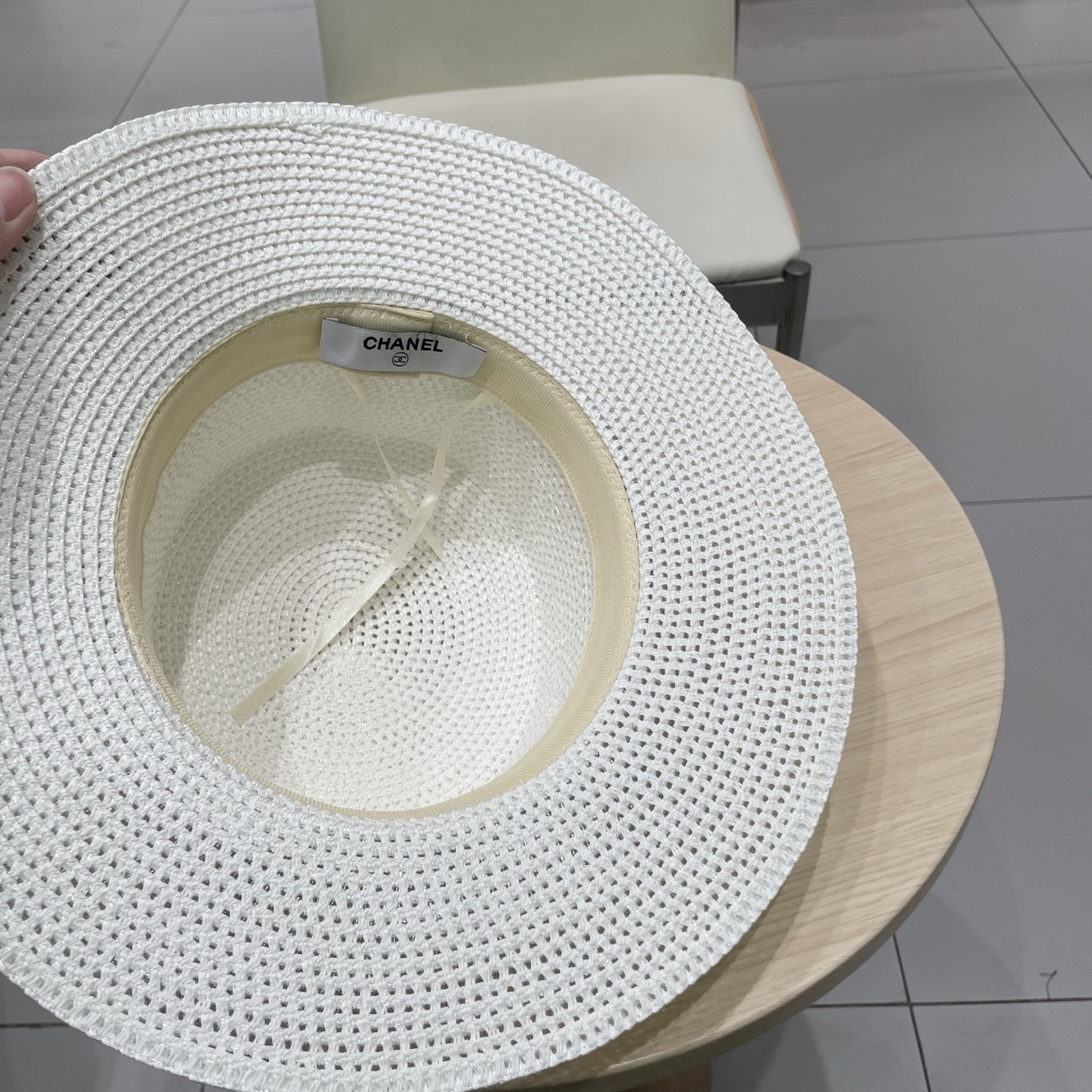 Chanel香奈儿平顶草帽，礼帽，头围57cm​